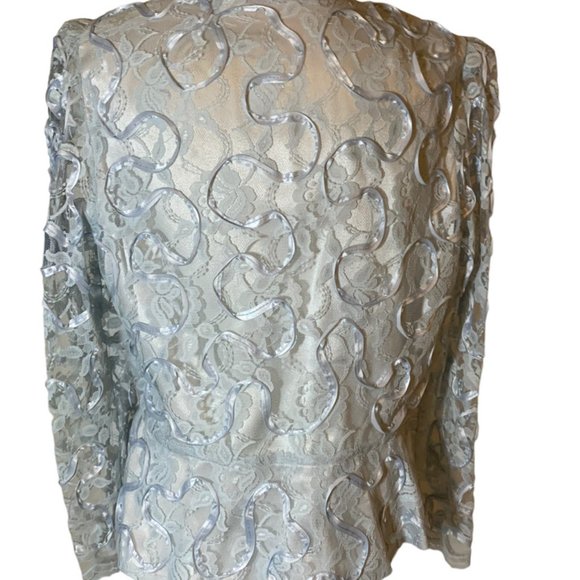 Jacket, elegant pale blue women, size L, with bow and frills. Must see - Picture 3 of 16